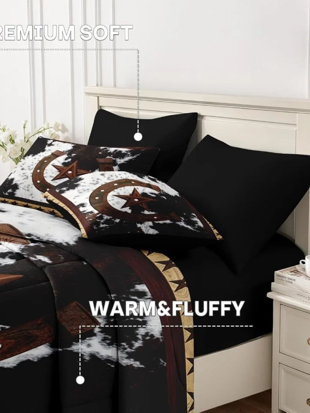 King Comforter Set with Sheets, 7 Pieces Western Cowboy Bedding | Bed in A Bag f